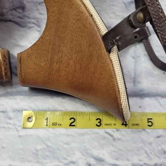 Furla Brown Leather Braided Slingback Studded Platform Sandals size 38 - Picture 8 of 16